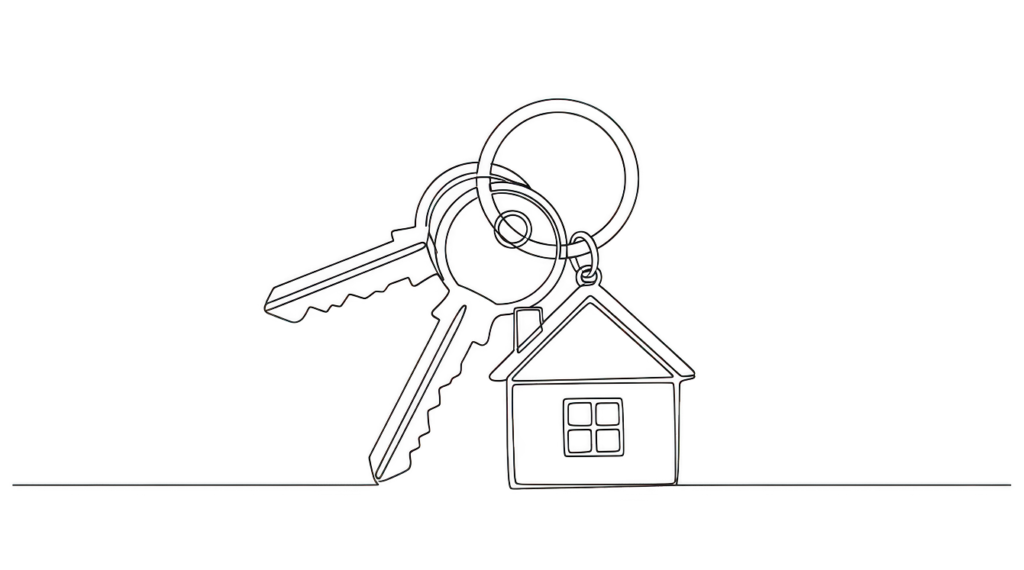 House and keys lineart