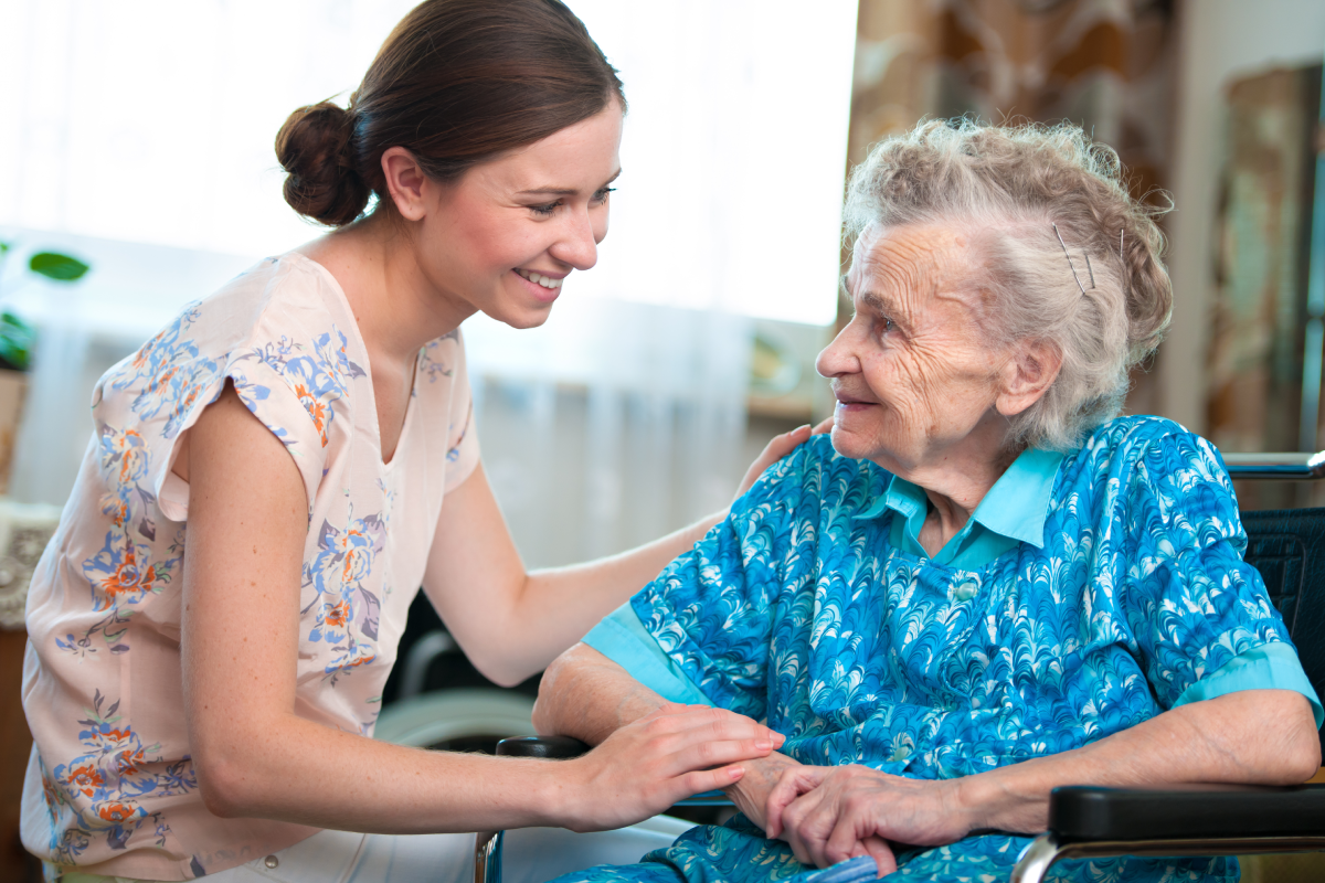 Relative caring for a senior woman